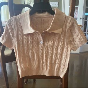 NWOT Collared Cable Knit Crop Top